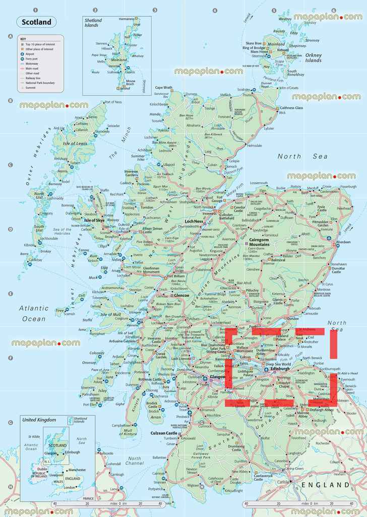 Edinburgh detailed scotland england united kingdom driving guide urban navigation directionss Edinburgh Top tourist attractions map