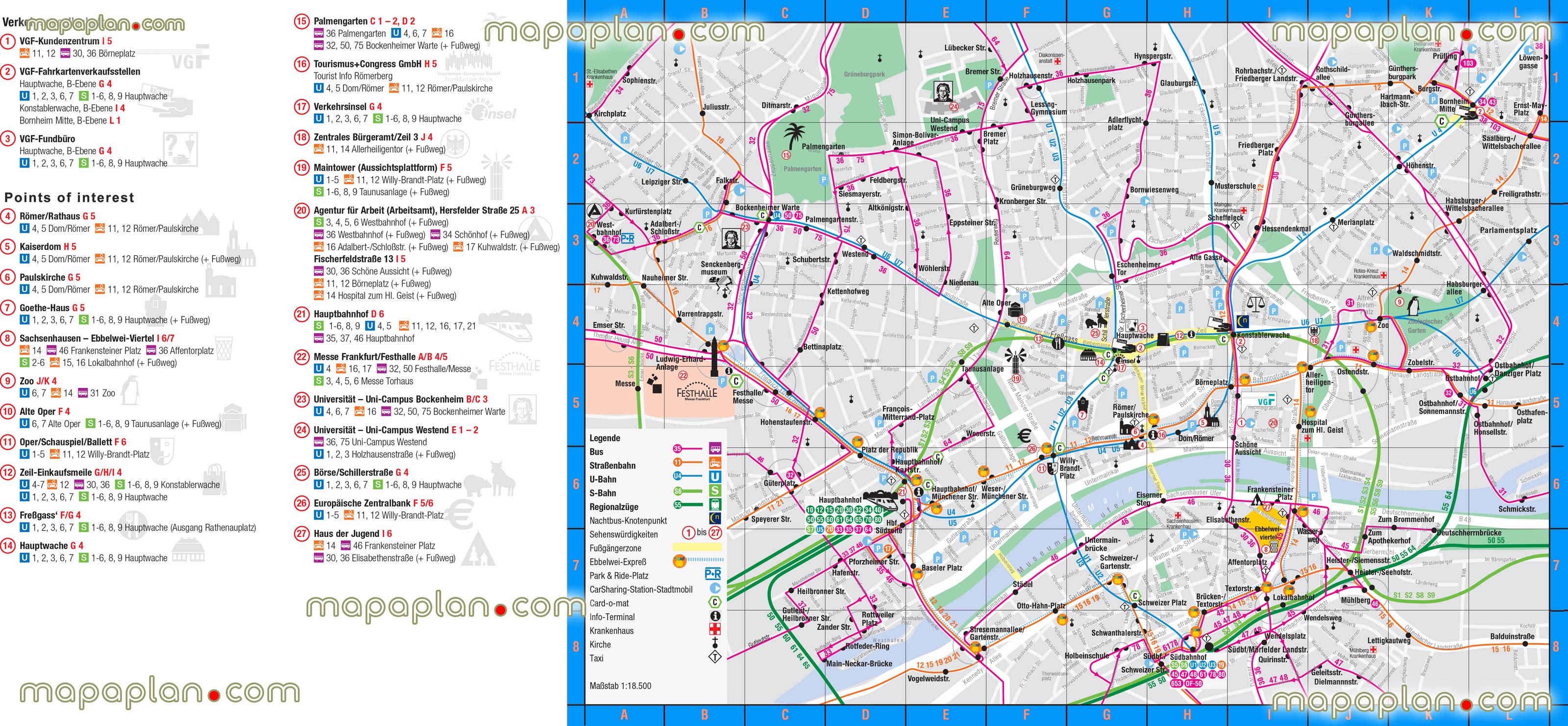 Frankfurt city centre free travel guide top 10 must see sights best destinationss Frankfurt Top tourist attractions map