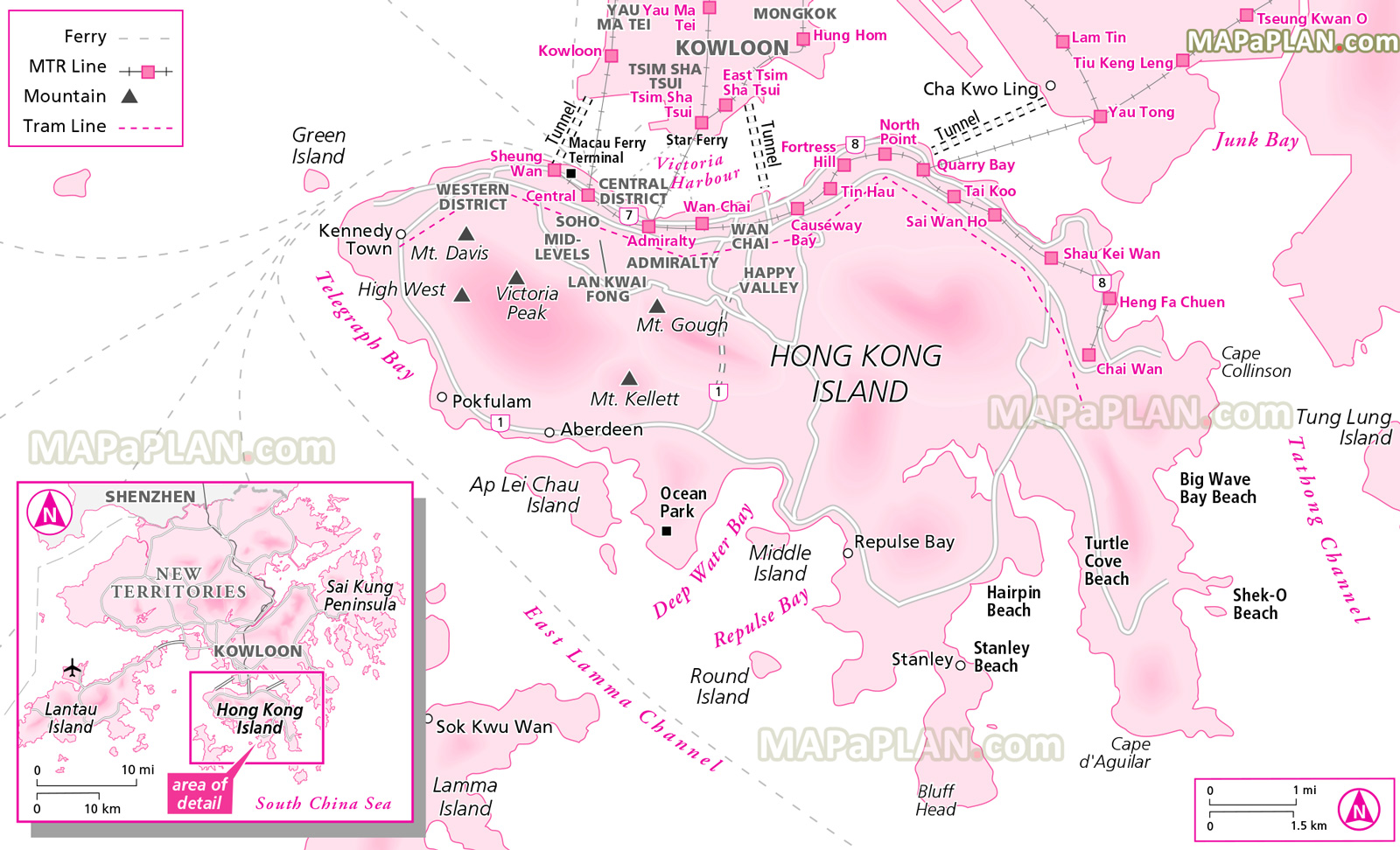 island simple overview outline old monuments worth visiting highway beach ferry kowloon Hong Kong top tourist attractions map