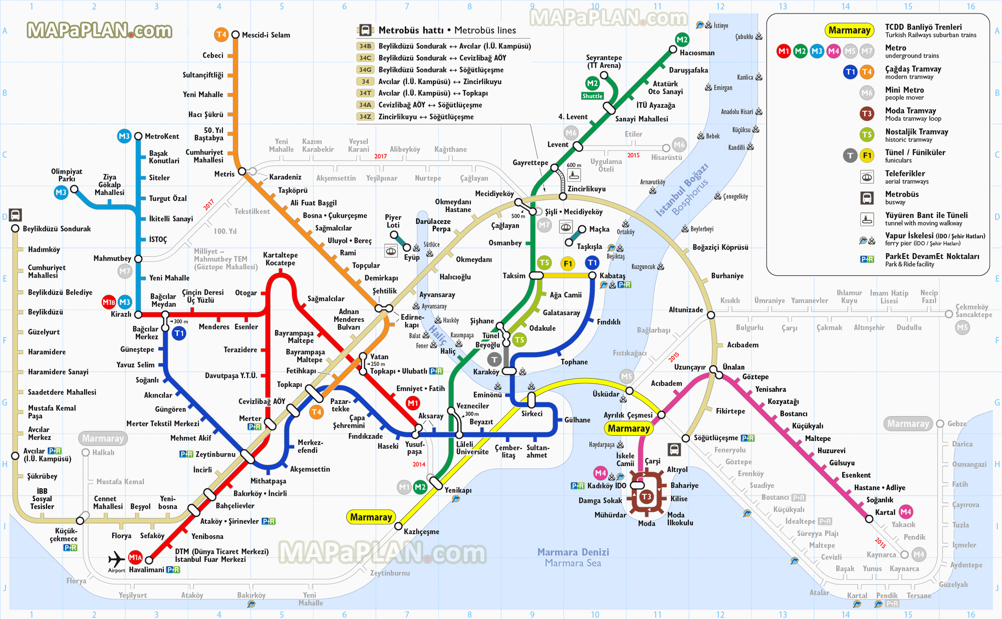 metro metrosu railway train station tram Istanbul ulasim rapid transit network system ferry ataturk airport terminal Istanbul top tourist attractions map