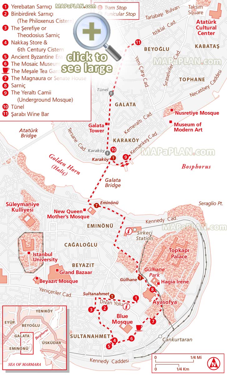 underground walking tour trail directions route planner fun things do family kids Istanbul top tourist attractions map