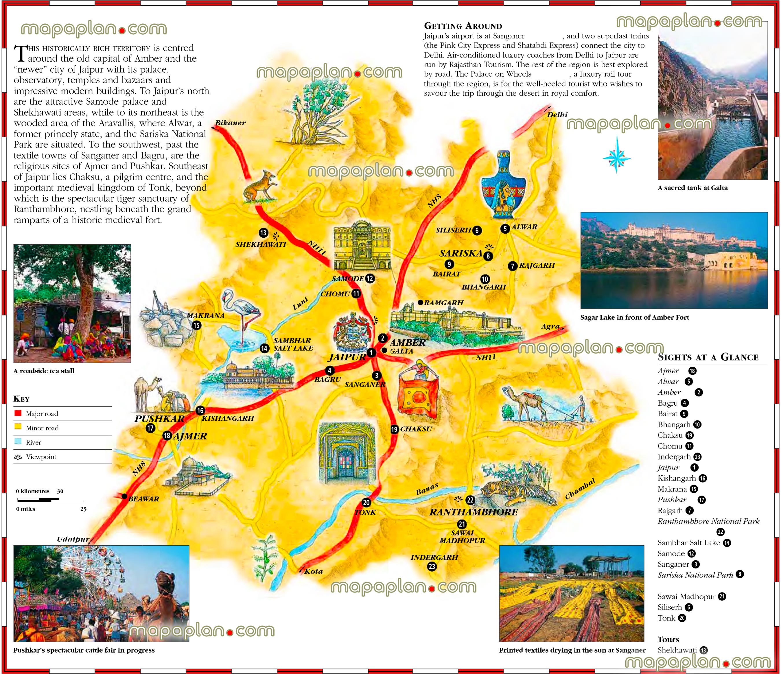 Jaipur rajasthan metro region area india downloadable tourist guide visitors illustrated children family english simple outline neighborhoods districts roads must see places free download layout plans Jaipur Top tourist attractions map