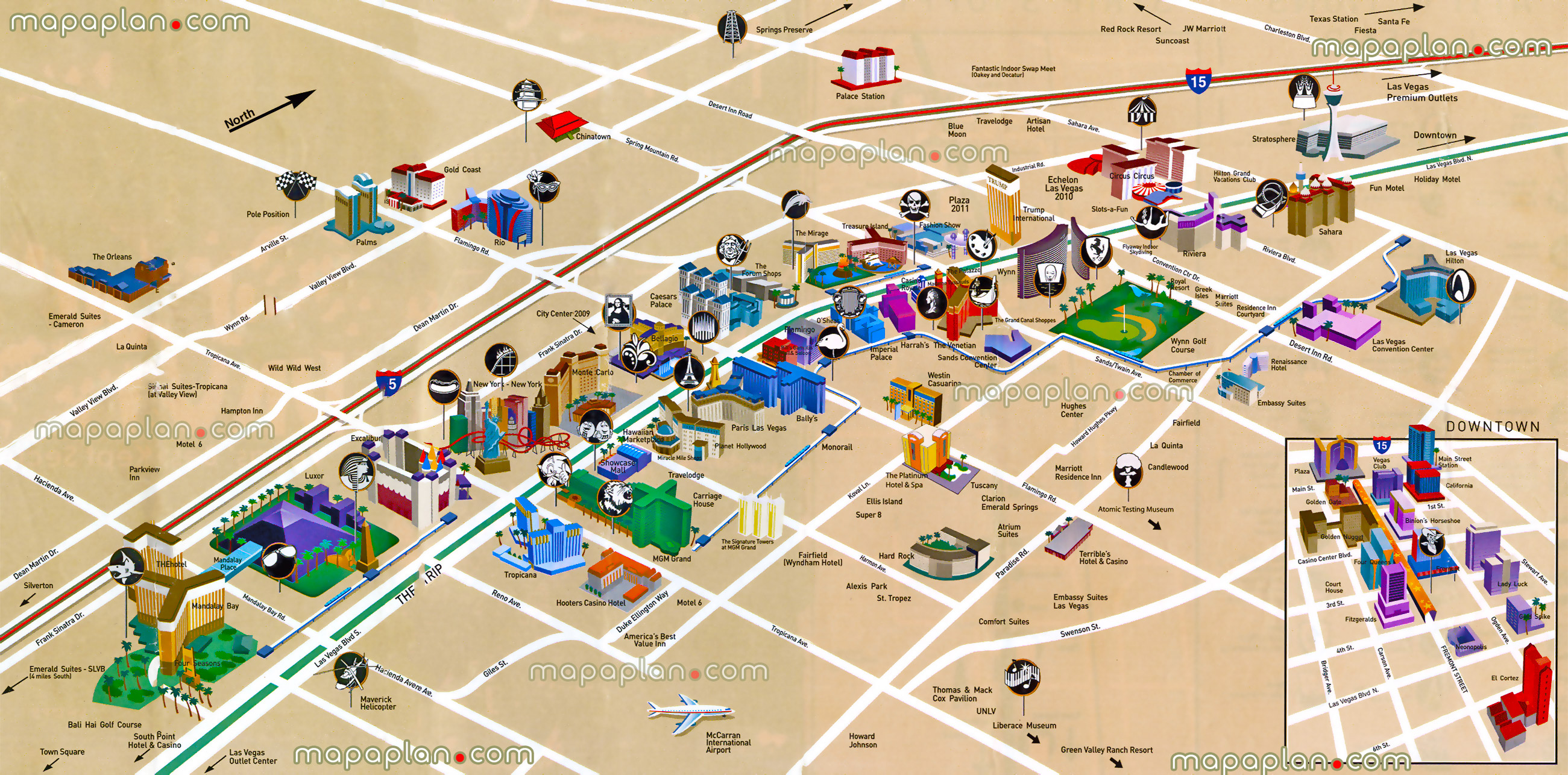 Las Vegas Map Strip Blvd Hotels Bird S Eye 3d Buildings Aerial