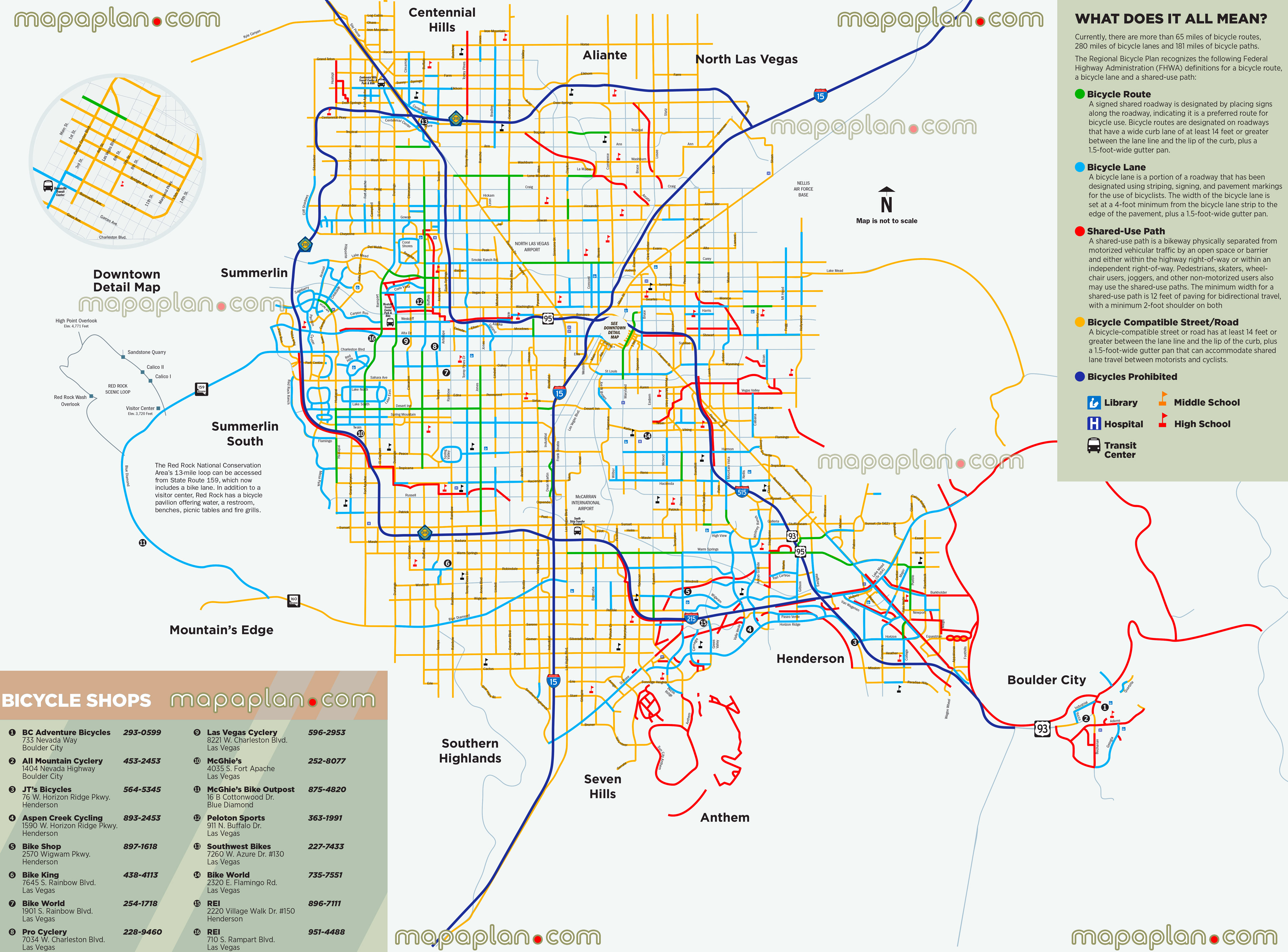 bicycle rtc lanes cycling city trails mountain bike paths system local routes north red rock loop boulder city henderson summerlin downtowns Las Vegas top tourist attractions map