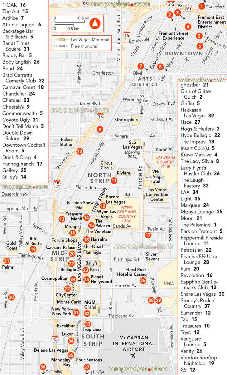 The Best Printable Vegas Strip Map | Tristan Website