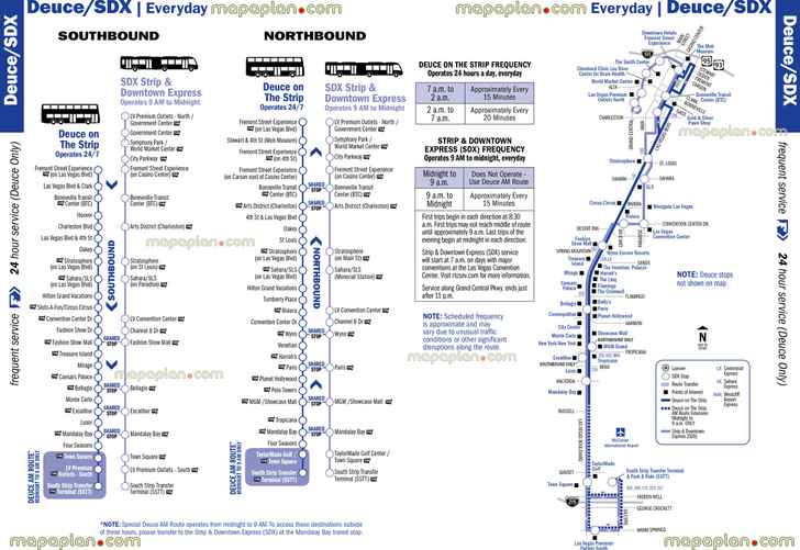 diagram deuce sdx strip downtown express rtc transport system bus stops everyday south north night 24 hour services Las Vegas top tourist attractions map