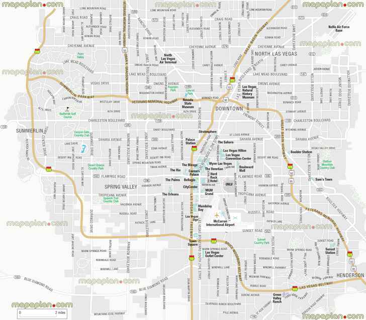 metropolitan area guide greater surrounding zones sunset park outlet center orleans palms unlv boulevard mall nevada state museum boulder palace station interstate 215 beltways Las Vegas top tourist attractions map