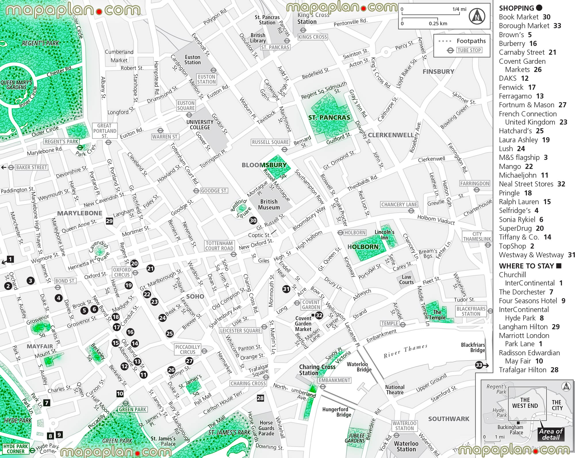 west end shopping hotels fun easy access places within walking distances London Top tourist attractions map