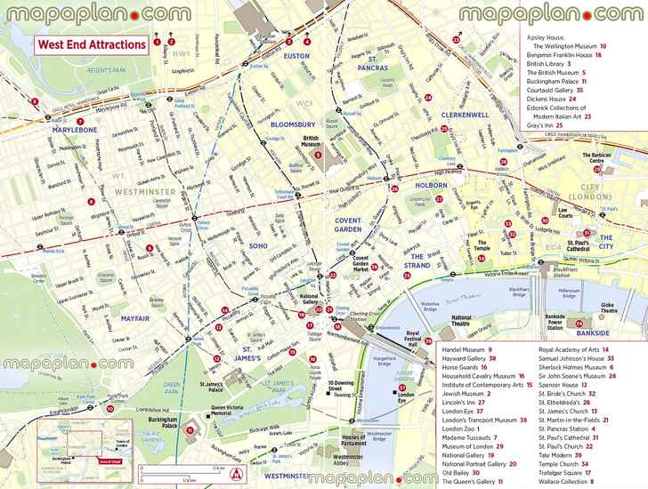 explore famous west end sitess London Top tourist attractions map