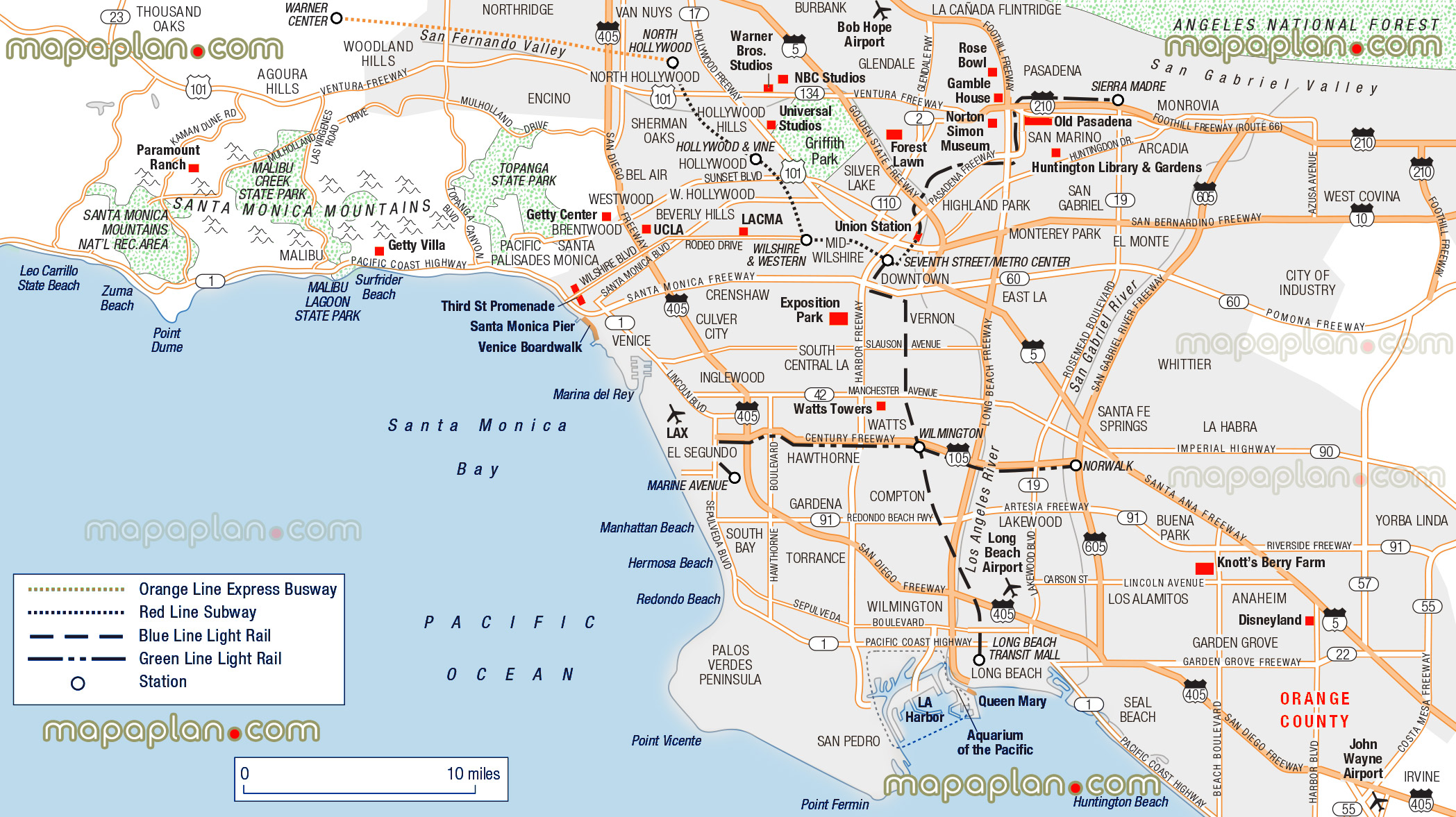 Los Angeles Map Los Angeles City Centre Neighborhoods Free