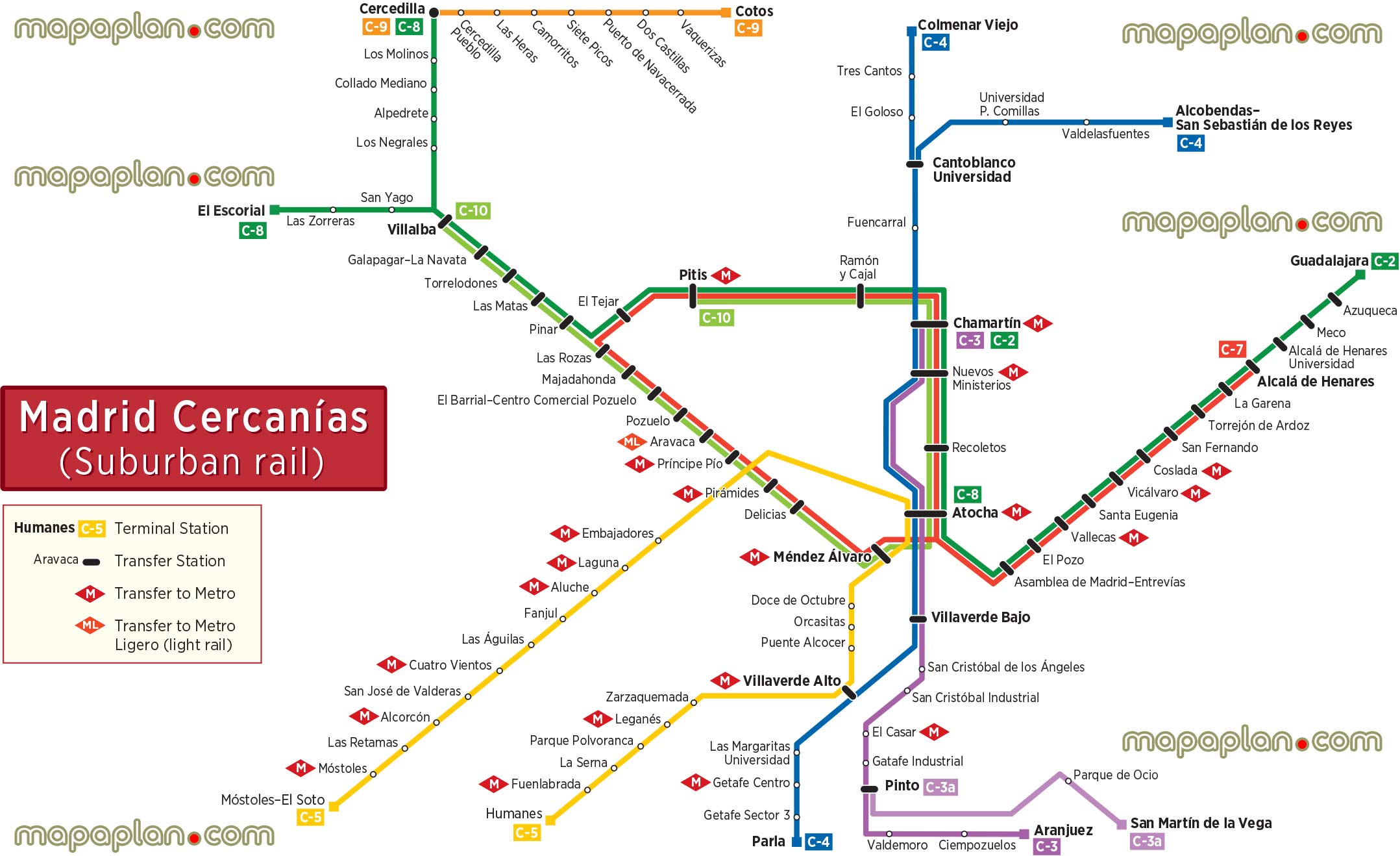 cercanias suburban rail renfe commuter downloads Madrid Top tourist attractions map