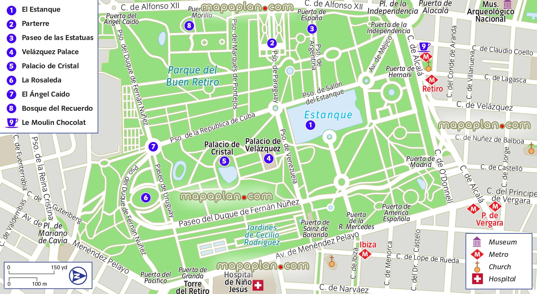 parque del retiro best things do layouts Madrid Top tourist attractions map