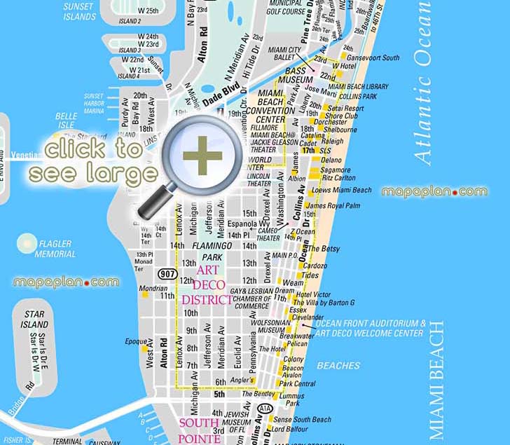 Miami south north beach tourist information plan free download interactive espana visitors guide central area tourist turistico information offline downloadable virtual interactive hd plan overview trip highlights