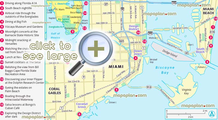 Miami city florida south beach top experiences do interactive virtual street directions sightseeing places best sights destinations visit cities places worth visiting usa location Miami florida usa