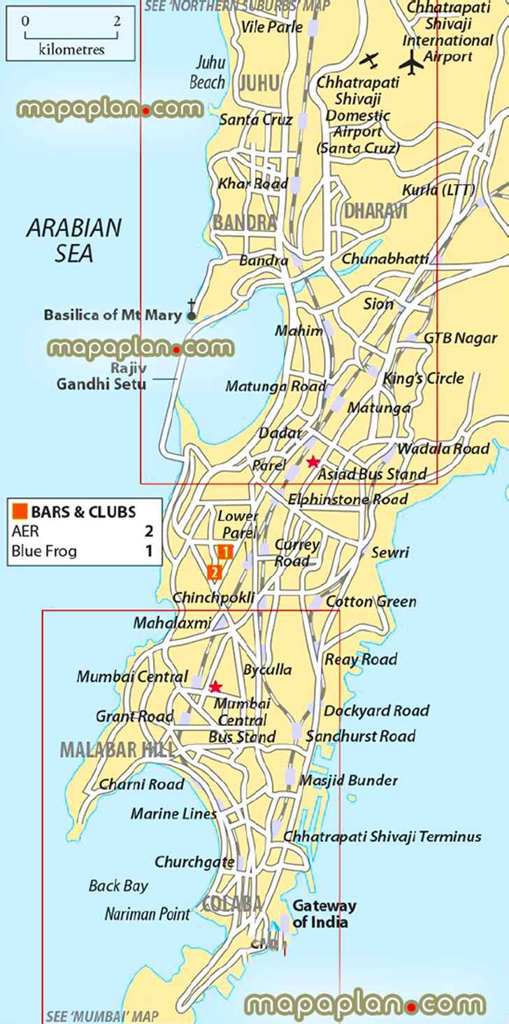 Mumbai greater metropolitan area downloadable city break historical places visit plan neighbourhoods major places visit streets churches temples mosques museums rail public transport interactive virtual directions sightseeing places best sights destinations visits Mumbai Top tourist attractions map