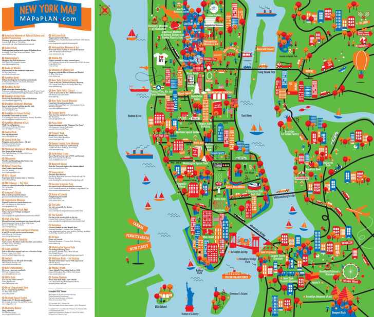 Maps of New York top tourist attractions Free, printable