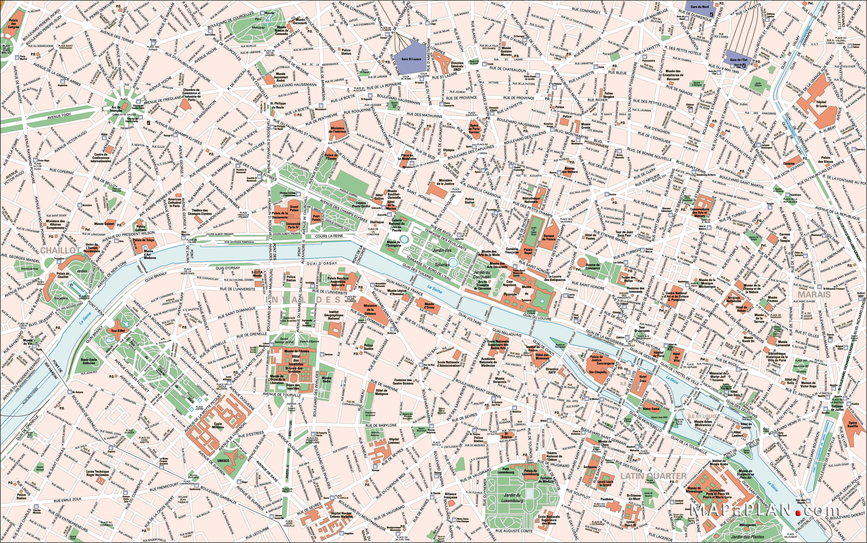 Paris maps Top tourist attractions Free, printable