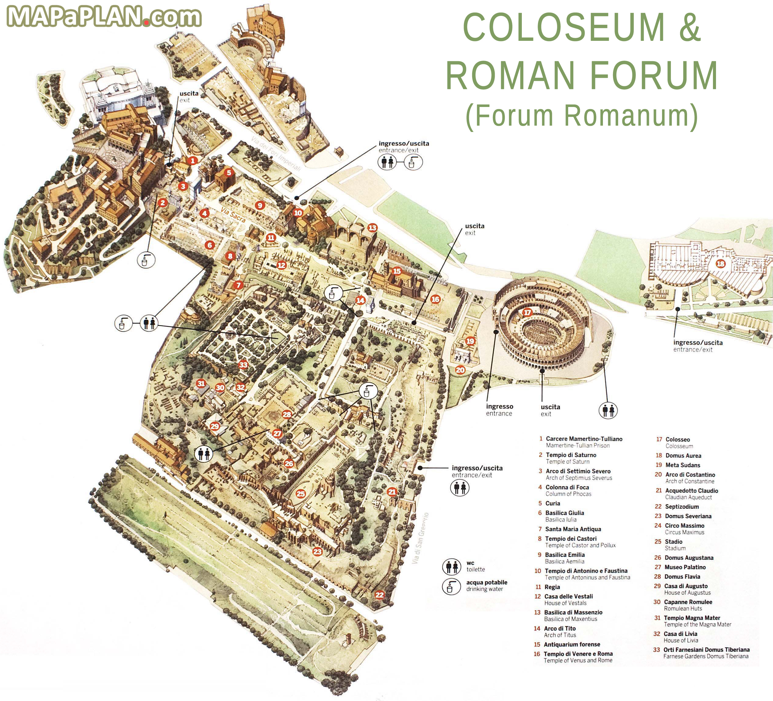 Forum Romanum best historical ancient sights Rome top tourist attractions map
