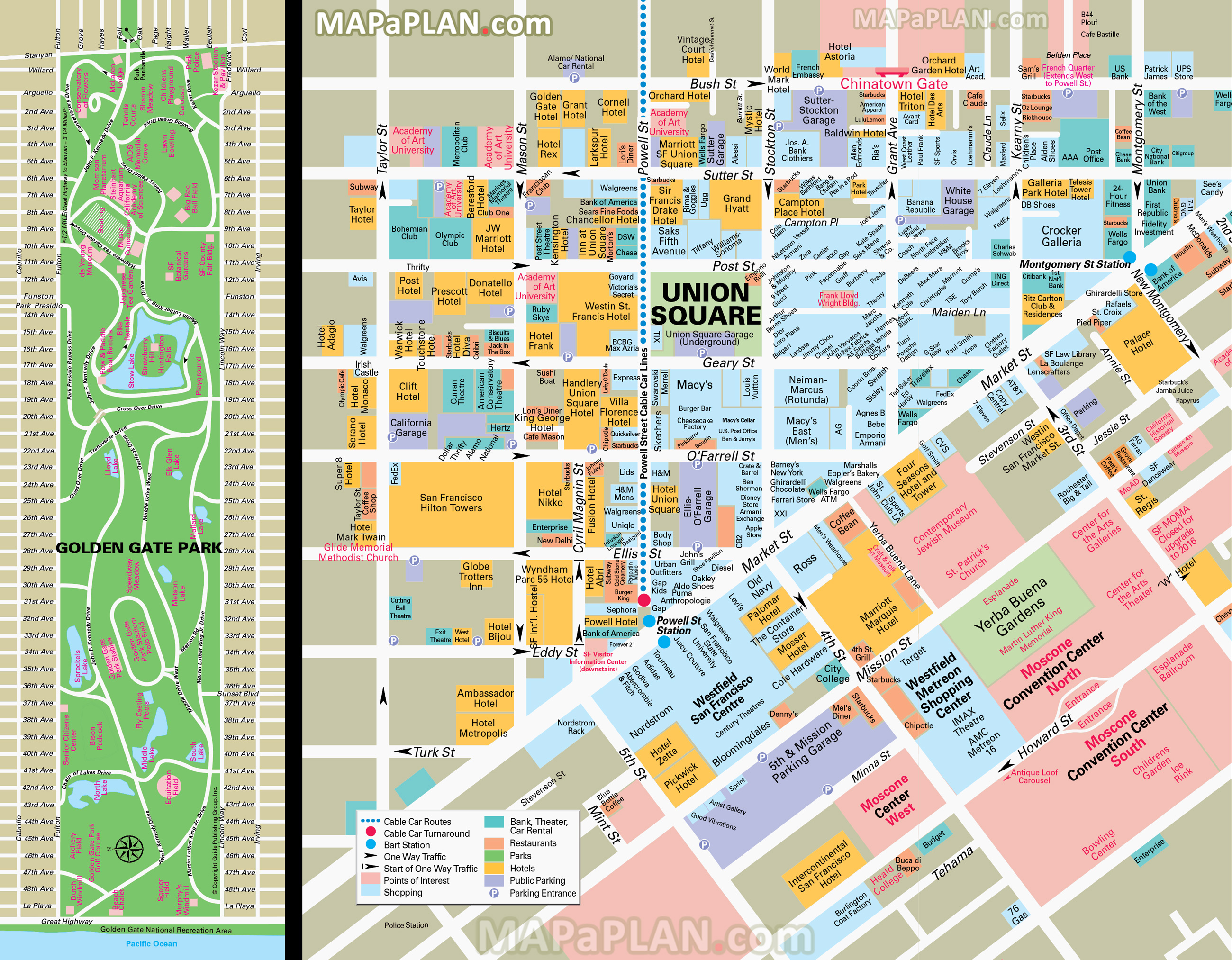 San Francisco Map Golden Gate Park Must Do Sights And Union Square