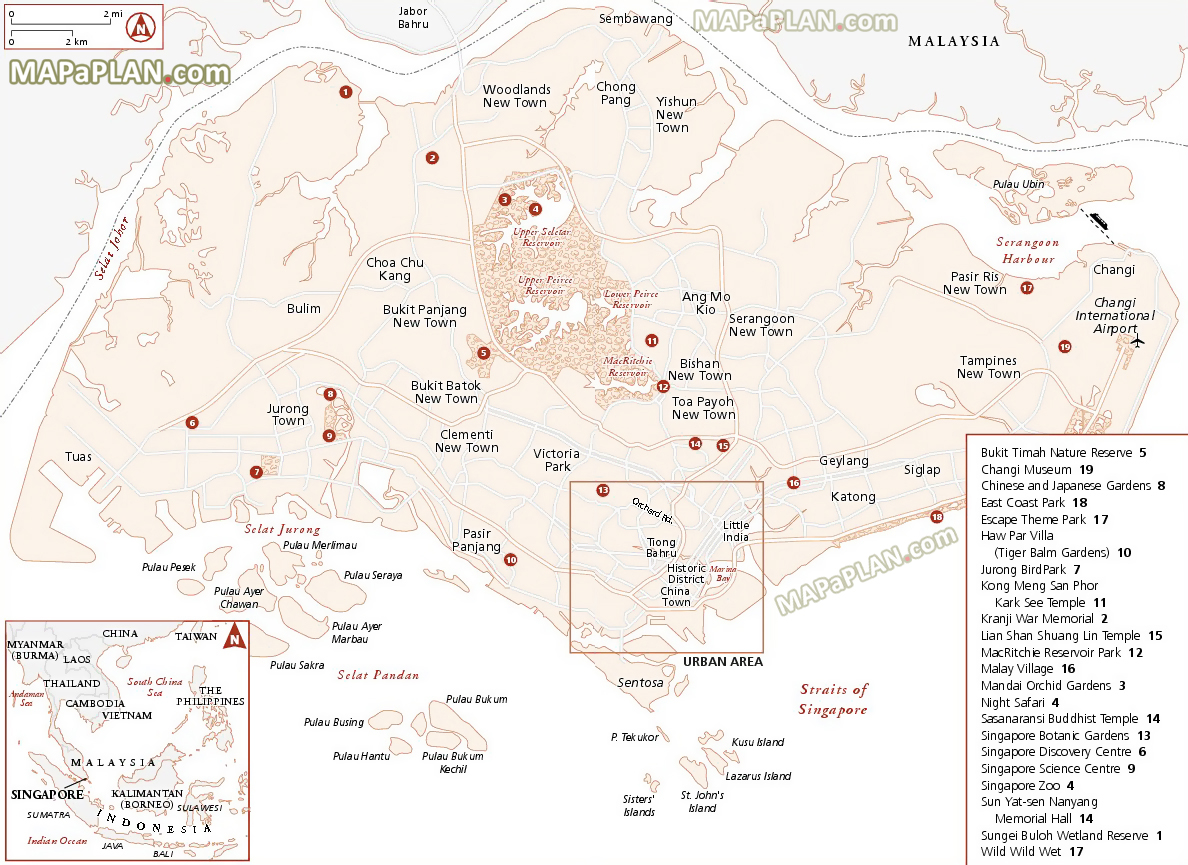 Explore best sights outside urban area in a week Singapore top tourist attractions map