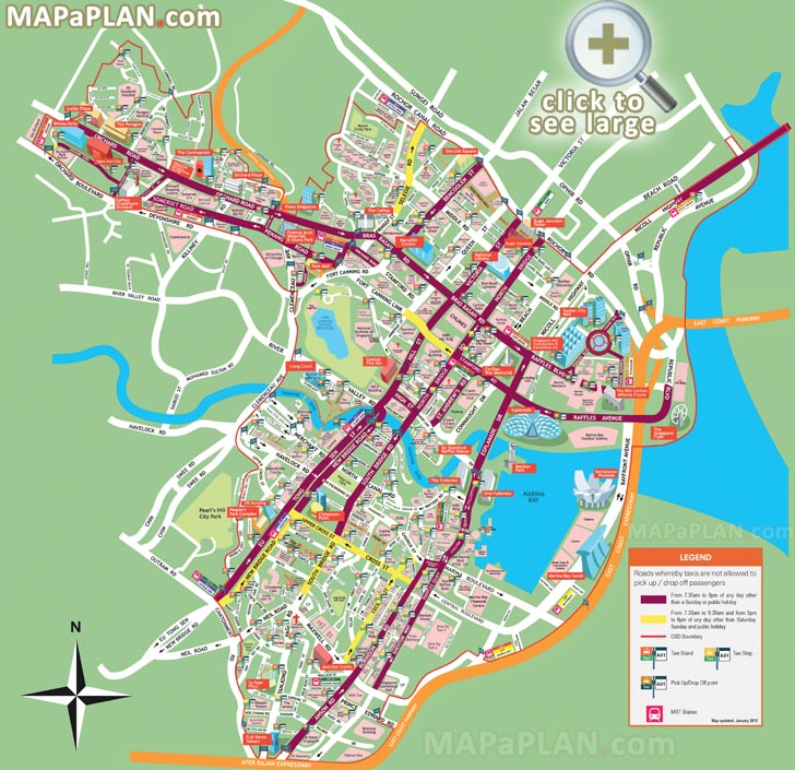Singapore Maps Top Tourist Attractions Free Printable City Street Map