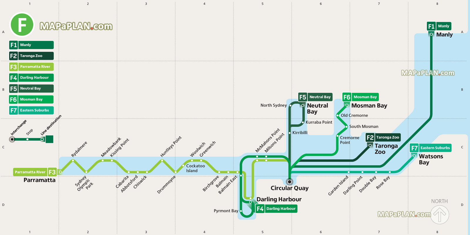 ferry routes interchanges stops circular quay darling harbour taronga zoo eastern suburbs Sydney top tourist attractions map
