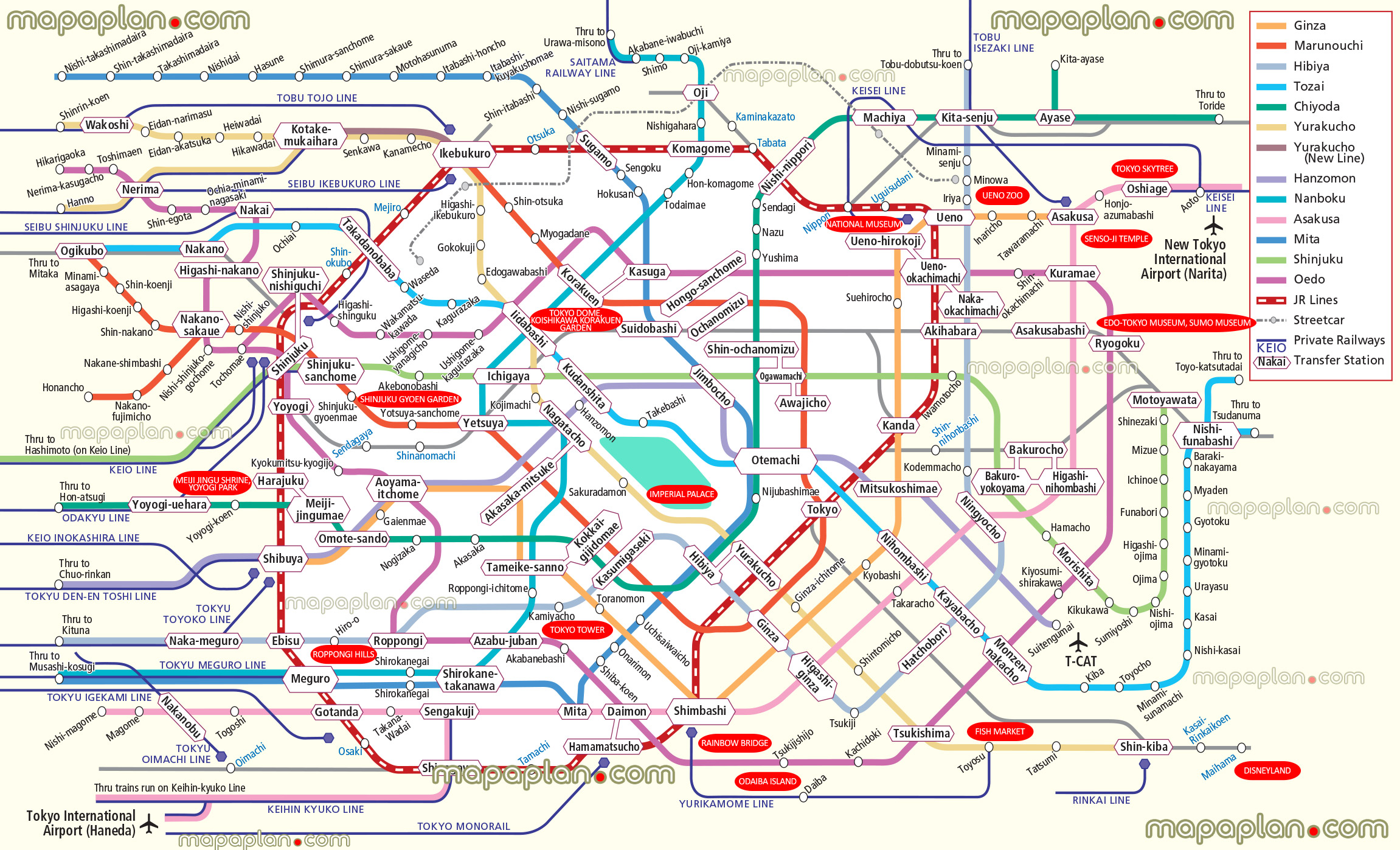 attractions metro subway stations railway train transit jr toei streetcar toden arakawa tram tramway lines public transport rail routes network official diagram tube monorail overground rides near metropolitan area haneda narita international airport terminalss Tokyo top tourist attractions map