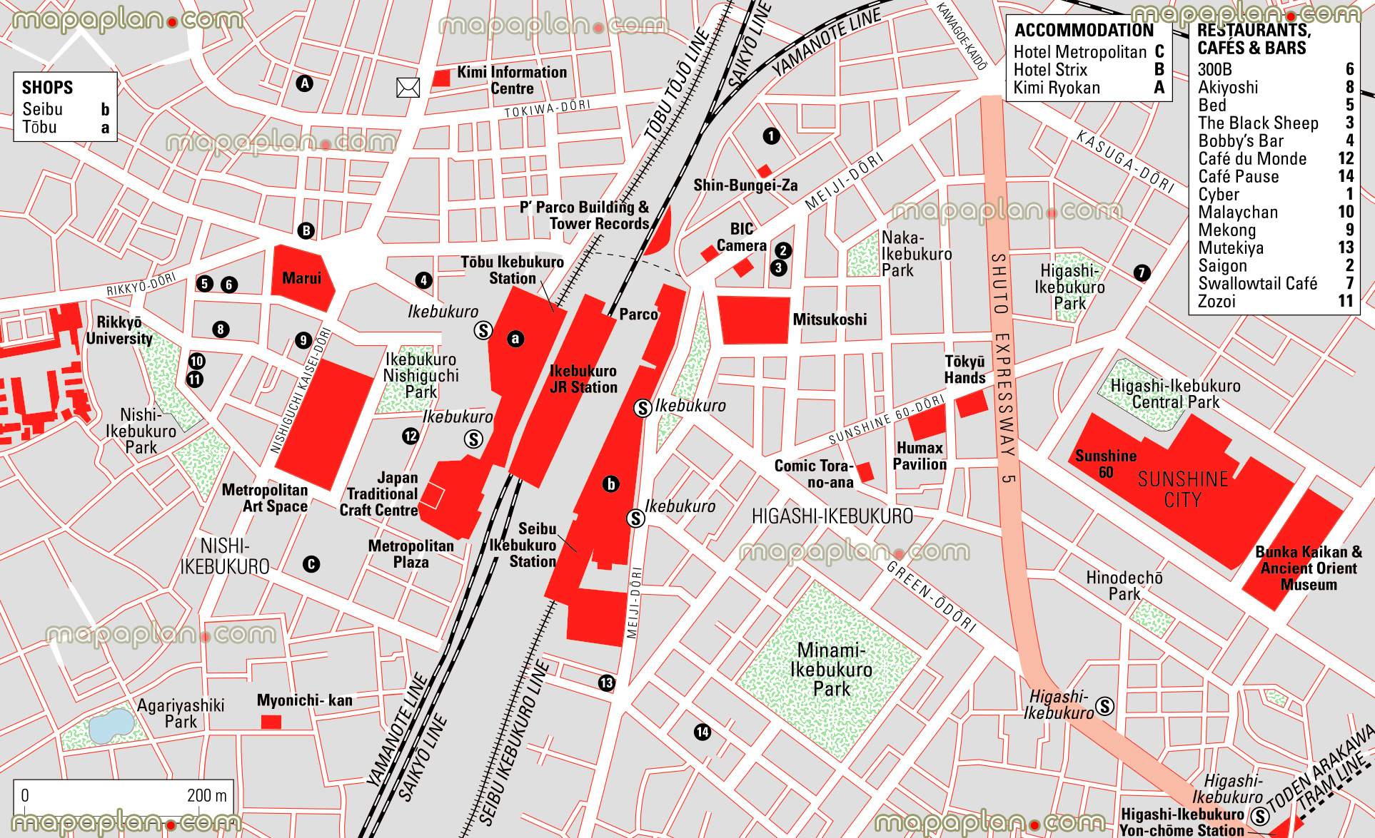 ikebukuro district jr station nearby uptown northern locations sunshine city shopping japan traditional craft centres Tokyo top tourist attractions map