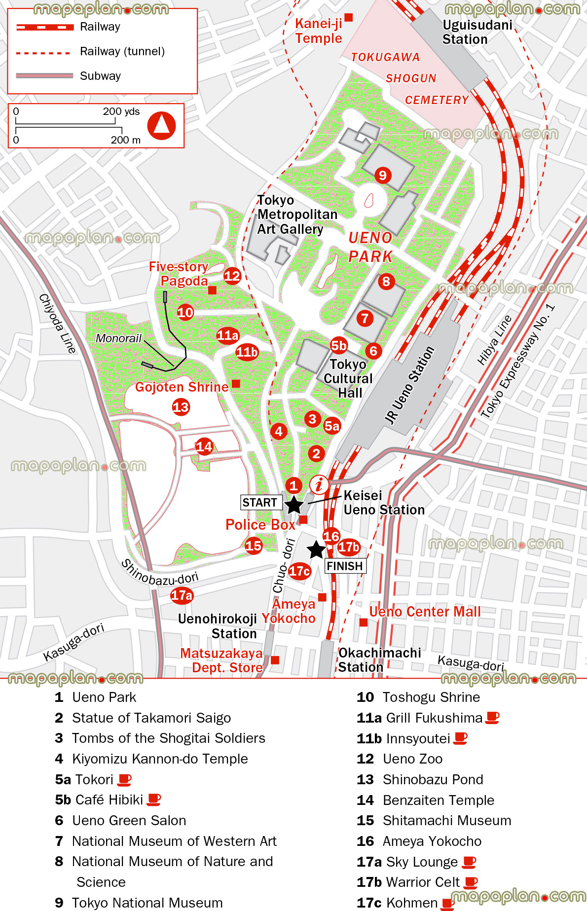 ueno park zoo local walking tour keisei ueno subway train station tombs toshogu shrine shinobazu pond ameyoko market shopping national museum nature sciences Tokyo top tourist attractions map