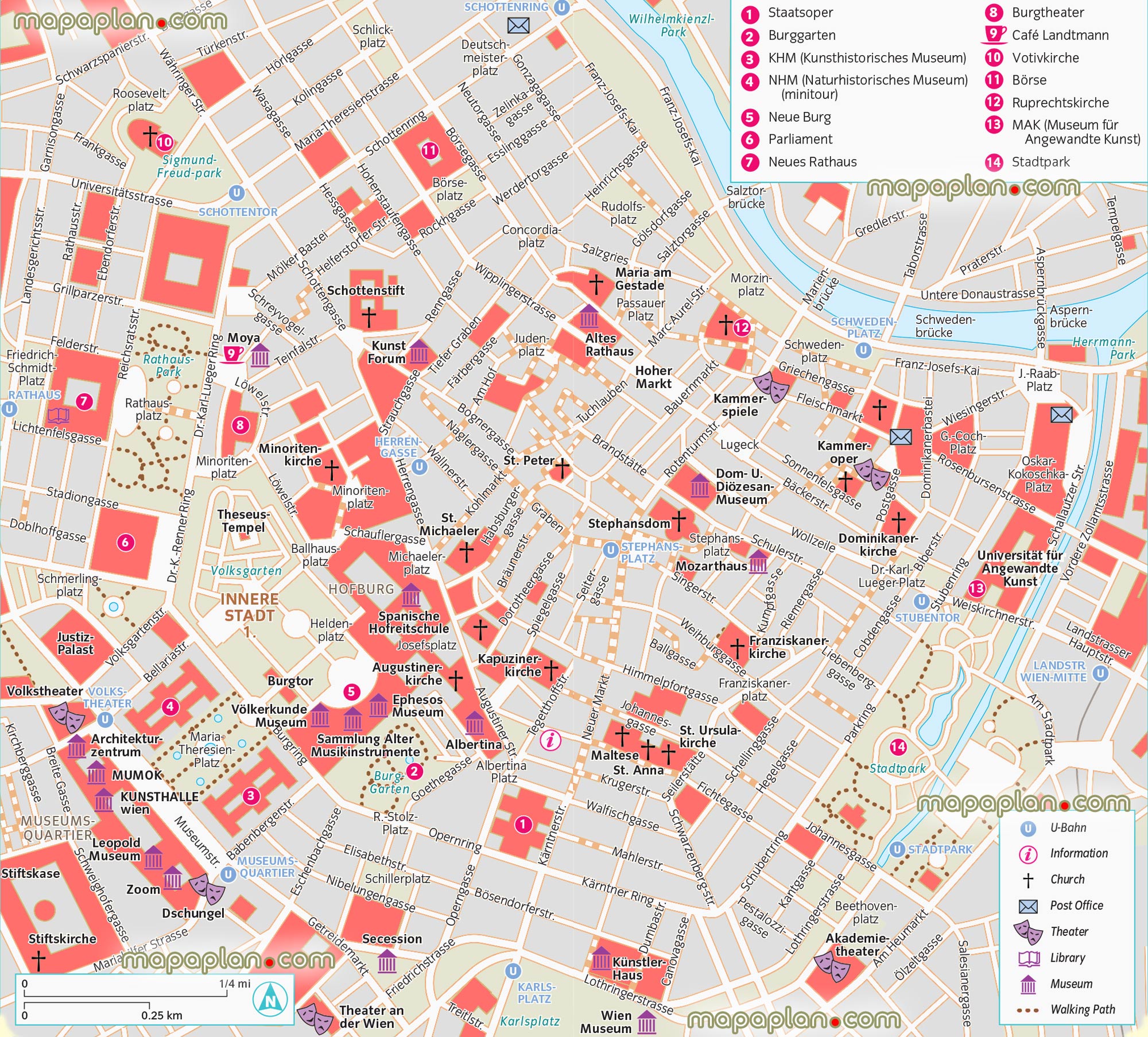 ringstrasse downtown main attractions best sights a week detailed street plan guide englishs Vienna Top tourist attractions map