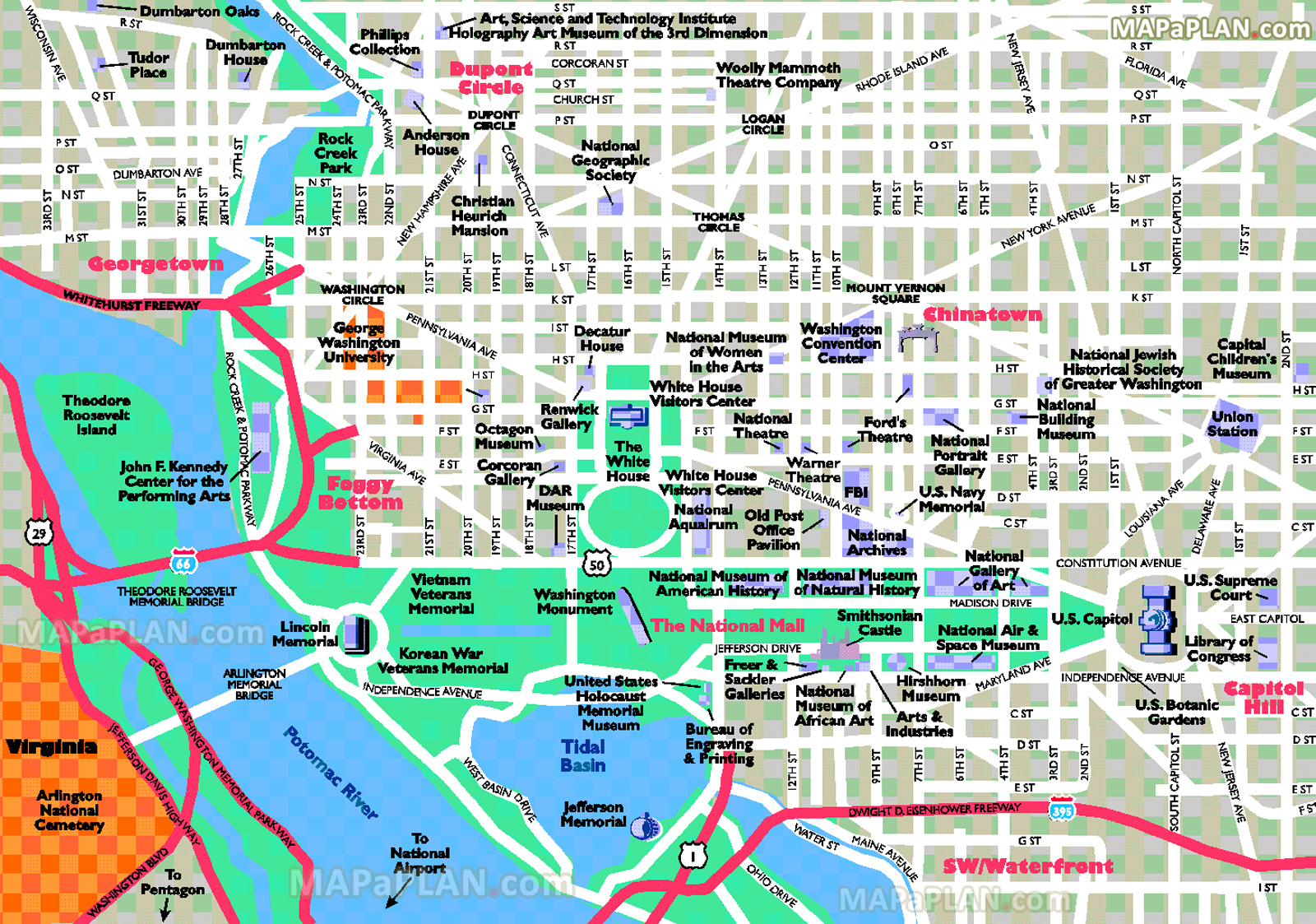 Washington Dc Map Simple Overview Outline Directions To Fun