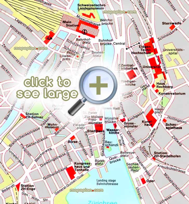 Zurich city center offline 3d interactive guide jpg main streets tourist information centre sightseeing downtown attractions main train railway station interactive walking trip downloadable itinerary planner print guide best destinations visit central district area outline layout best locationss Zurich Top tourist attractions map