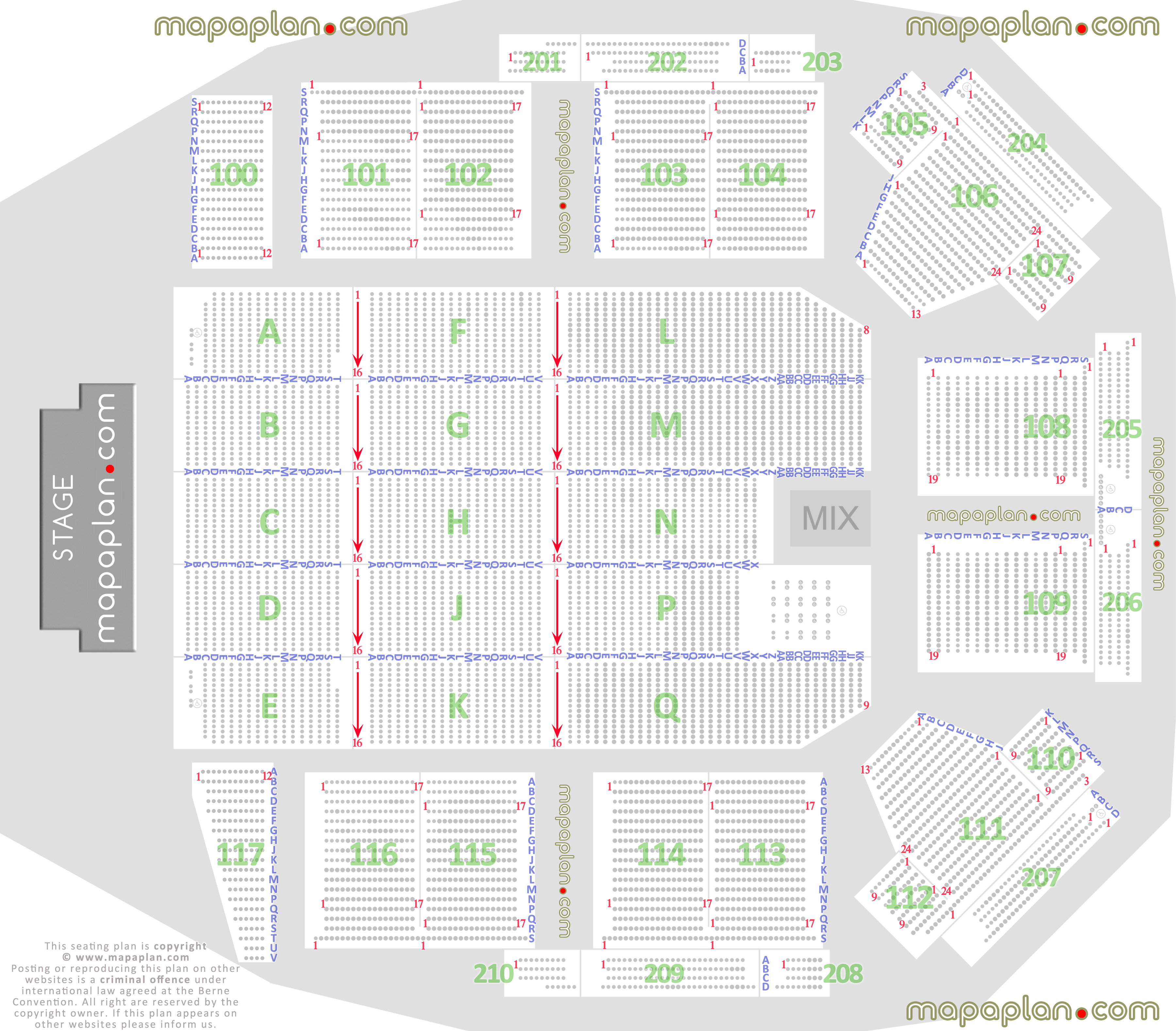 Aberdeen P&J Live seating plan detailed seat row numbers concert sections floor plan arena layout