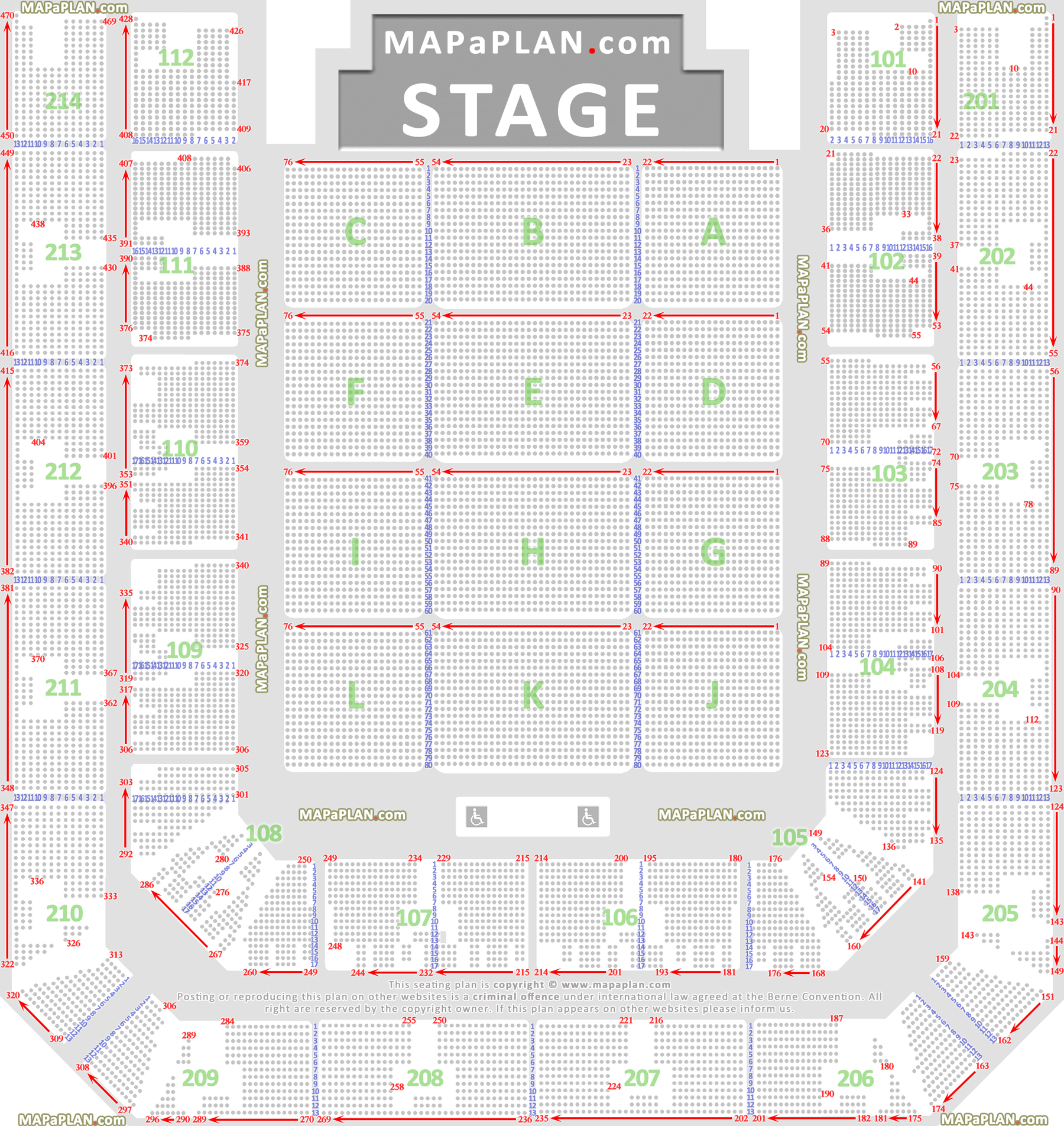 Verwonderend Amsterdam Ziggo Dome Arena - Detailed seat numbers layout VD-22