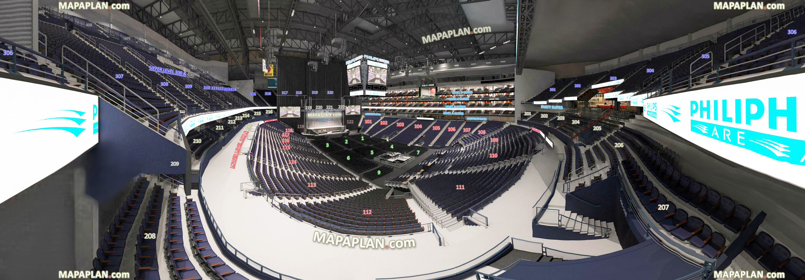 view section 306 row c seat 8 virtual interactive 3d behind stage interior tour inside picture general admission ga Atlanta Philips Arena seating chart
