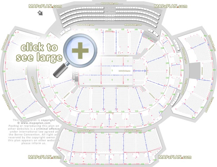 detailed seat row numbers end stage full concert sections floor plan arena lower upper level layout Atlanta Philips Arena seating chart
