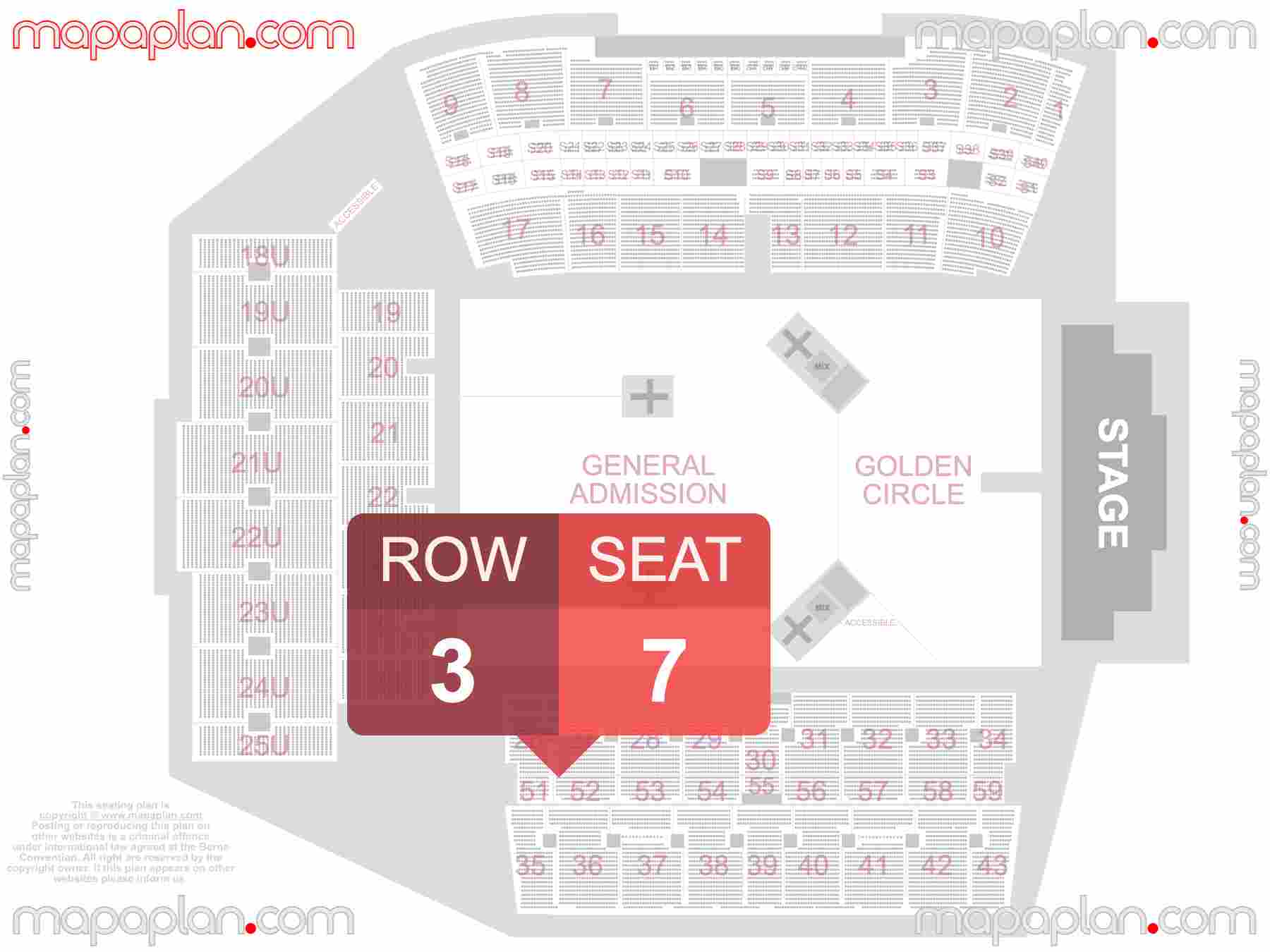 Auckland Go Media Mount Smart Stadium seating map Concert detailed seat numbers and row numbering map with interactive map plan layout