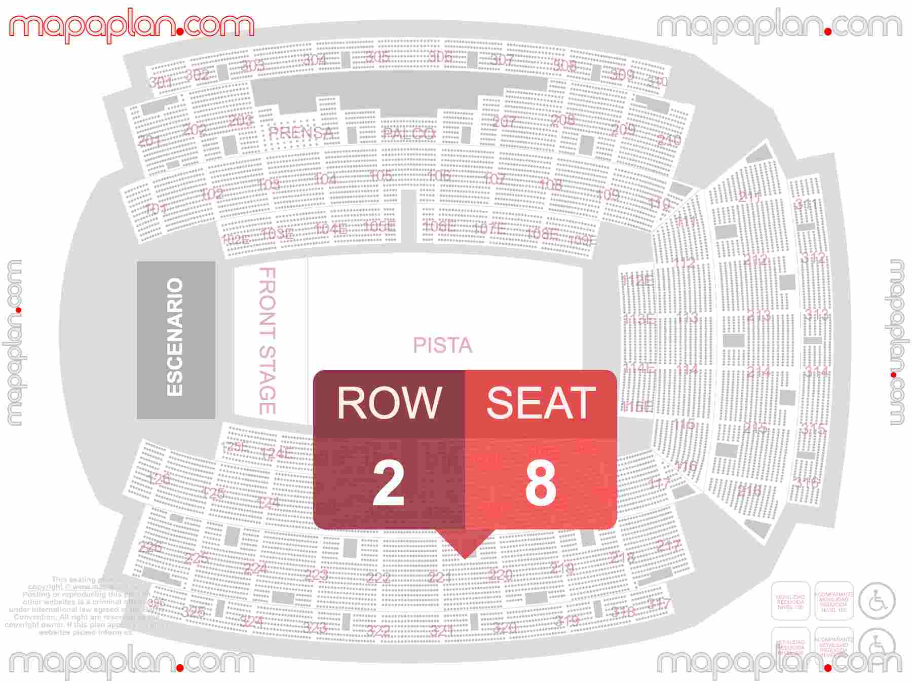 Barcelona Palau Sant Jordi seating map Concerts (Conciertos mapa plano de asientos con numeros de asiento y fila) inside capacity view arrangement plan - Interactive virtual 3d best seats & rows detailed stadium image configuration layout