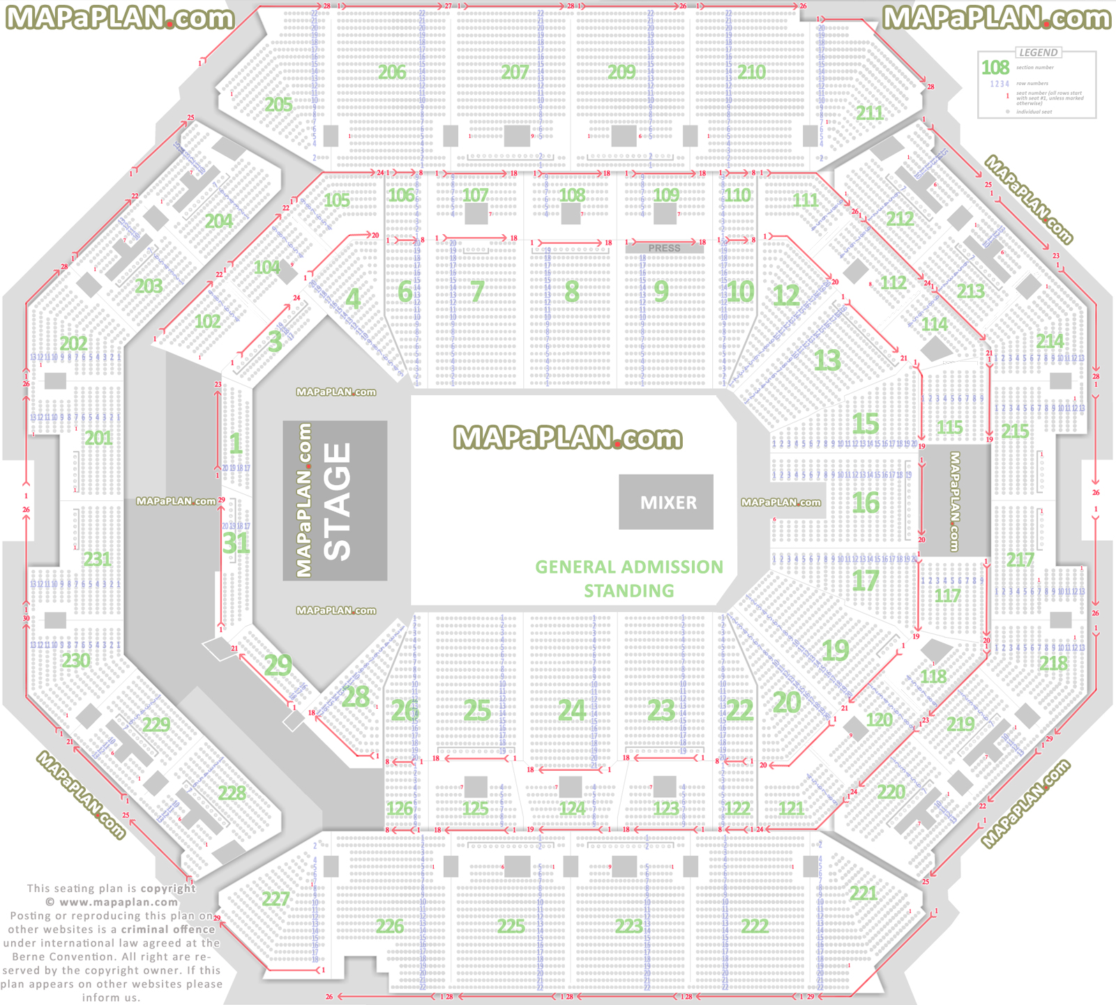 Seat numbers detailed chart general admission floor standing concert Barclays Center Brooklyn seating chart
