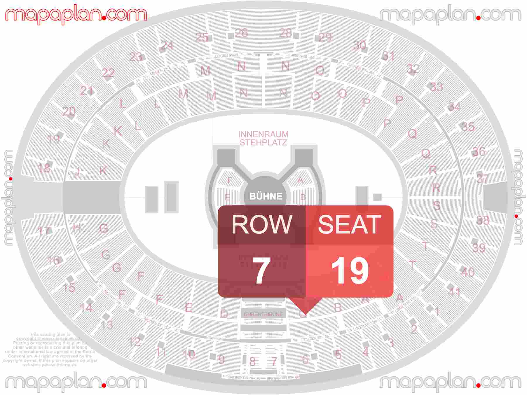 Berlin Olympiastadion seating plan Concert & Football Konzerte und Fußball Sitzplan mit Sitzplatz & Reihennummerierung detailed seat numbers and row numbering plan with interactive map map layout