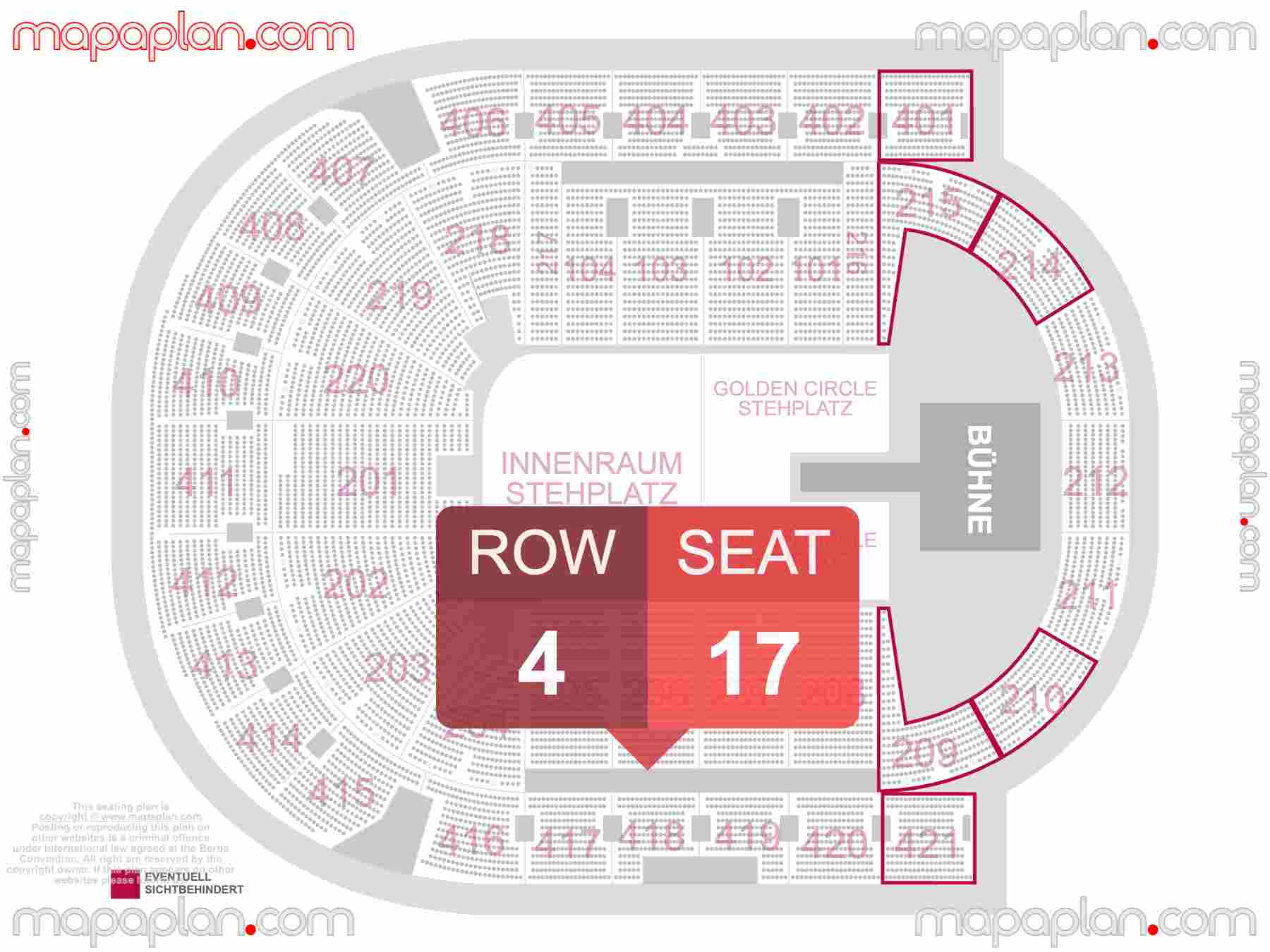 Berlin Uber Arena seating plan Concert with floor general admission standing room only Sitzplan mit Sitzplatz und Reihen Nummerierung seating plan with exact section numbers showing best rows and seats selection 3d layout - Best interactive seat finder tool with precise detailed location data