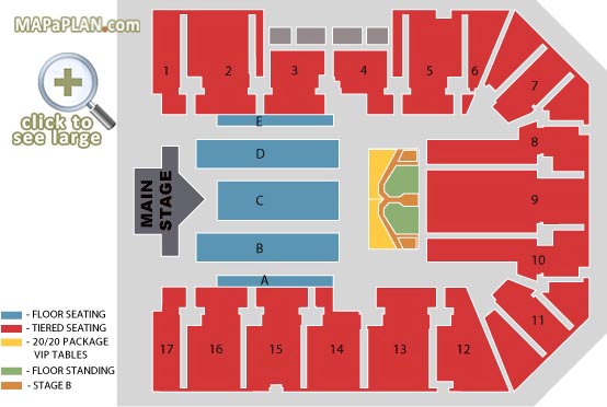 Justin Timberlake showing Stage B 20 20 Package VIP tables Birmingham Genting NEC LG Arena seating plan