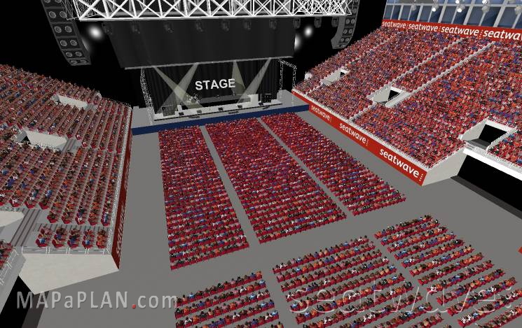 Birds eye perspective view Birmingham Resorts World Arena NEC seating plan