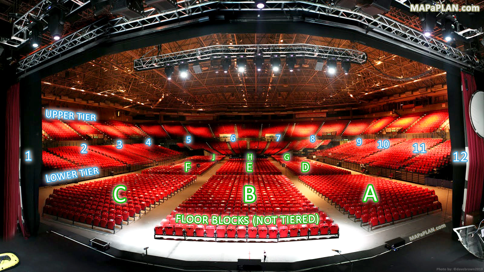 View from stage blocks rows seats Virtual interactive inside best seats 3d tour Birmingham Barclaycard Arena NIA National Indoor Arena seating plan