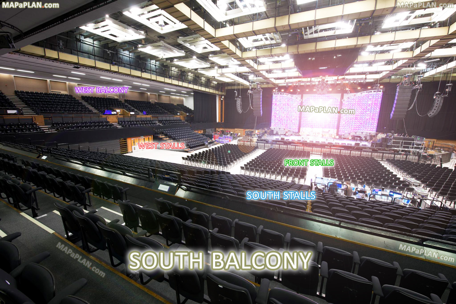 best seats layout view from my seat south balcony row d seat 39 3d virtual interactive map Brighton Centre seating plan
