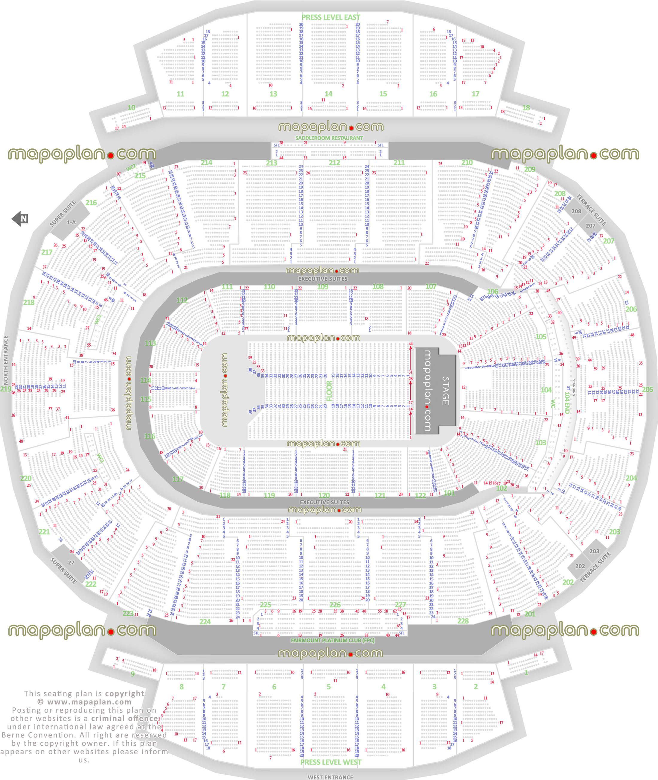 detailed seat row numbers end stage concert sections floor plan map arena lower club press level layout Calgary Scotiabank Saddledome seating chart