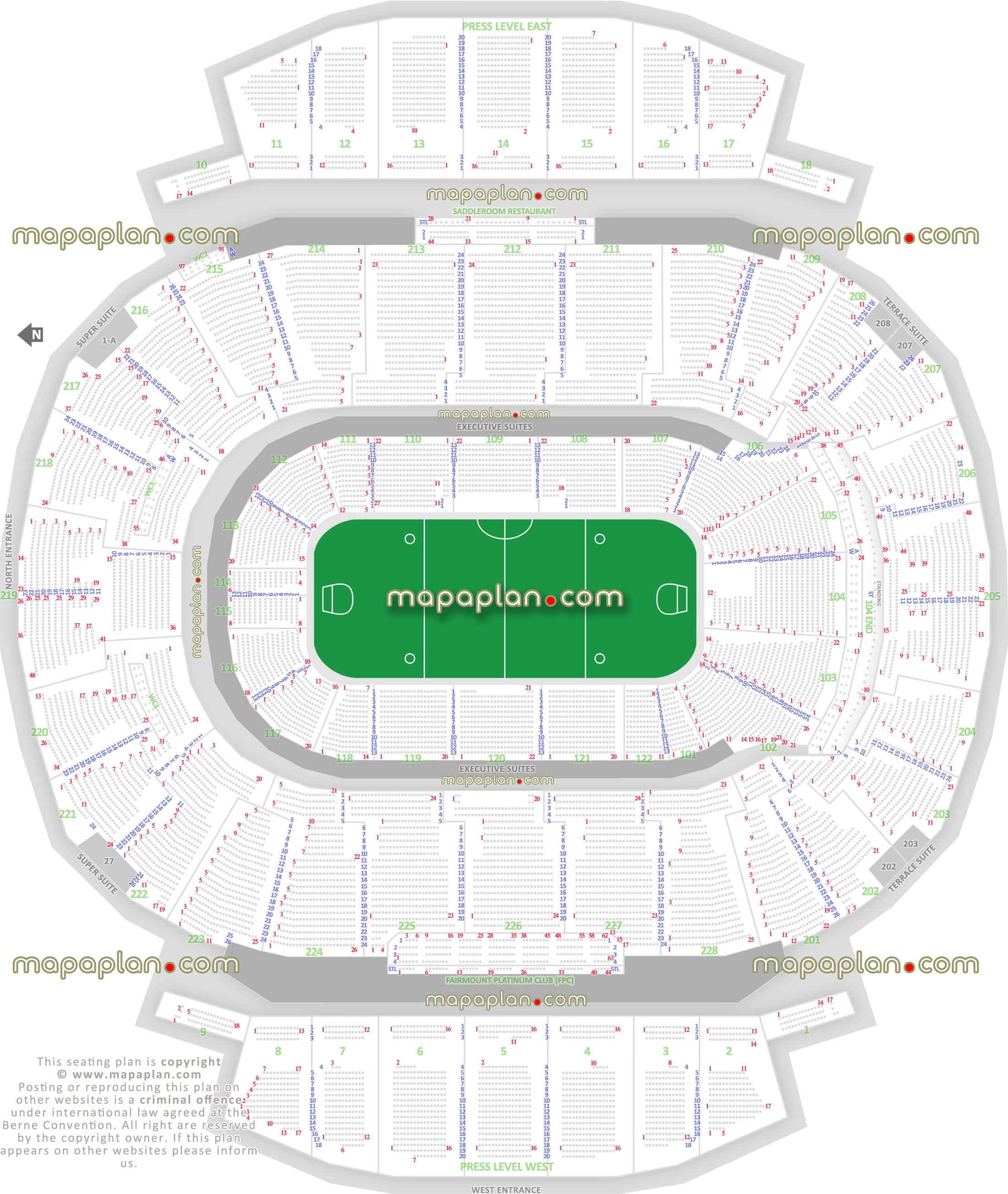 calgary roughnecks lacrosse detailed seating plan plan des places plan de salle press level east west saddleroom restaurant iconic fairmount platinum ipc fpc club executive terrace suites wc handicapped standing room only sro rows Calgary Scotiabank Saddledome seating chart