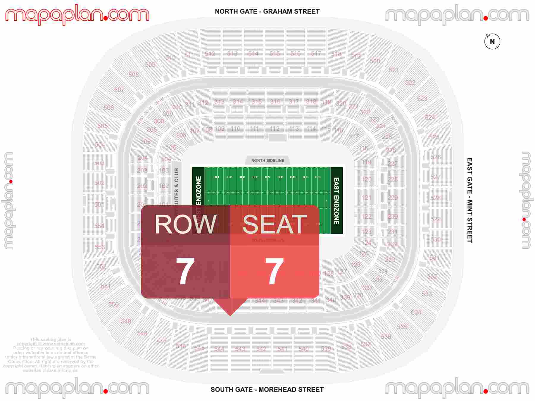 Charlotte Bank of America Stadium seating chart Carolina Panthers football inside capacity view arrangement plan - Interactive virtual 3d best seats & rows detailed stadium image configuration layout