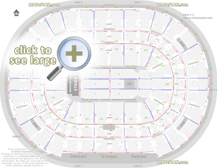 detailed seat row numbers end stage full concert sections floor plan arena lower club upper bowl layout Chicago United Center seating chart