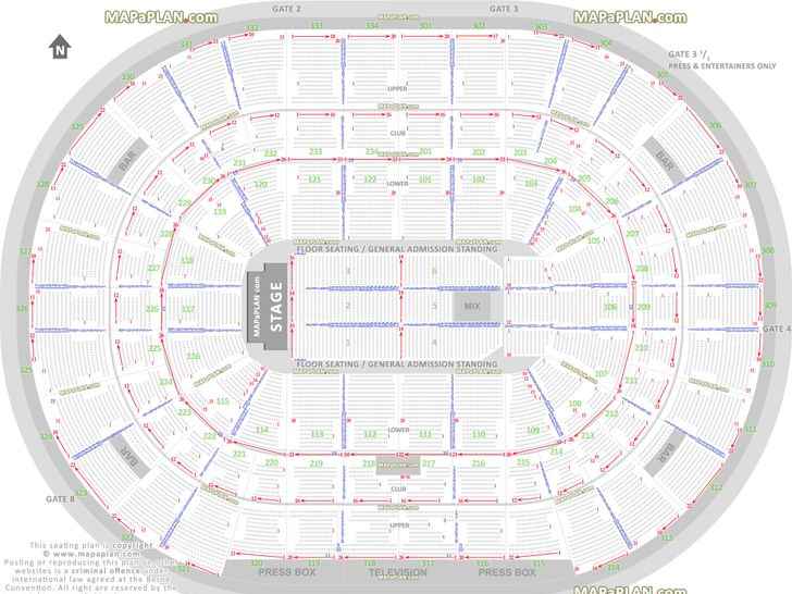 detailed seat row numbers end stage full concert sections floor plan arena lower club upper bowl layout Chicago United Center seating chart